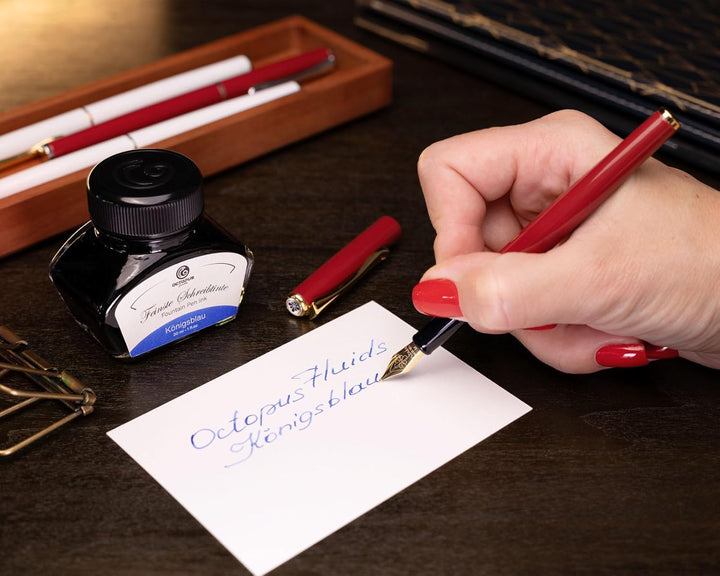 Diplomat Traveller Dark Red Gold Füllhalter-Set, Füllhalter aus Metall im Set mit Schreibtinte und K