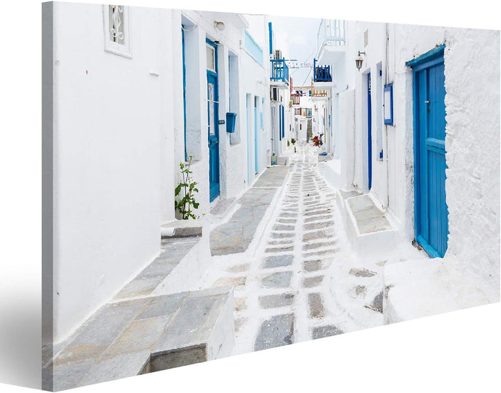 Bild Bilder auf Leinwand Mykonos Strassenansicht Griechenland Wandbild Poster Leinwandbild TAA
