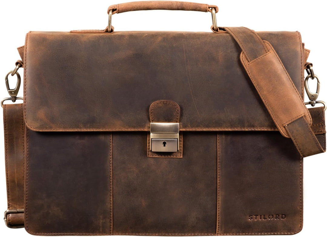 STILORD 'Ravenna' Leder Aktentasche Herren Damen A4 Gross Klassisch Businesstasche Arbeitstasche mit