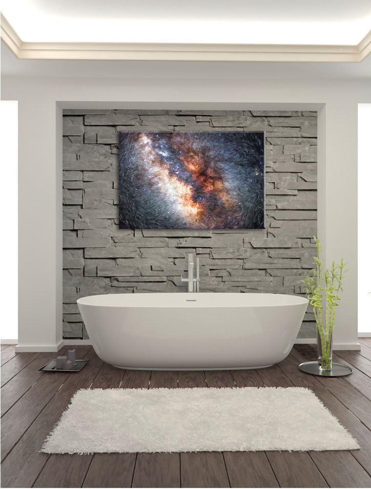 Pixxprint Zentrum der Milchstrasse Kunst Pinsel Effekt, Format: 100x70 auf Leinwand, 100x70