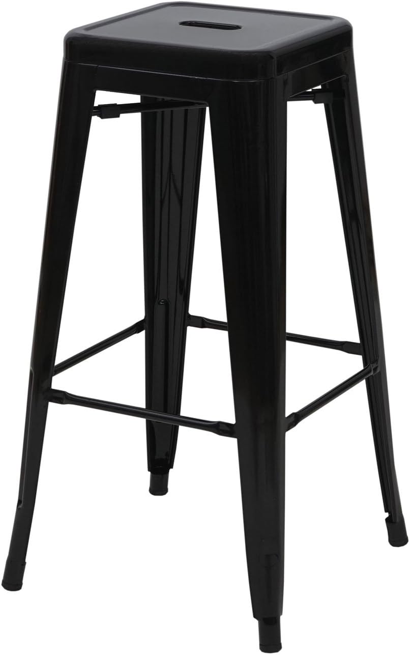 Mendler Barhocker HWC-A73, Barstuhl Tresenhocker, Metall Industriedesign stapelbar - schwarz, Schwar