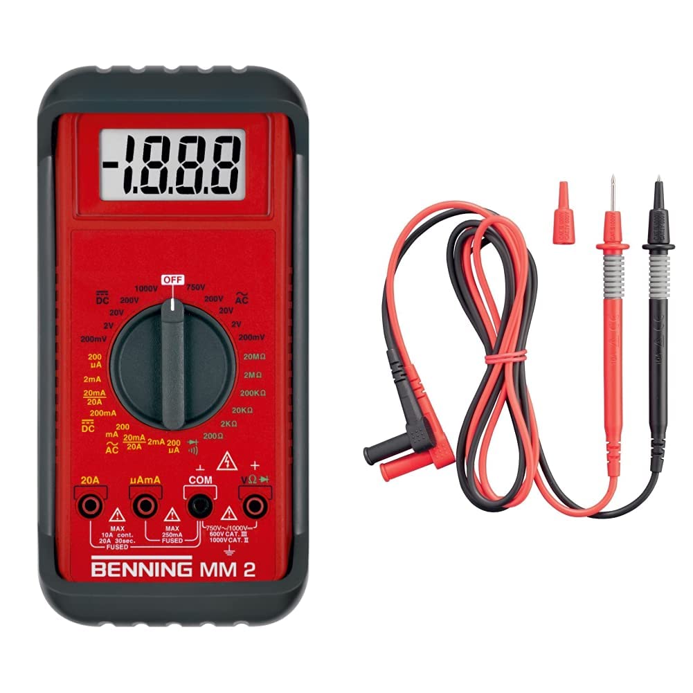 Benning MM 2 Digital-Multimeter (mit digitaler Anzeige, Max. Spannungsmessbereich DC 1000 V, inkl. G