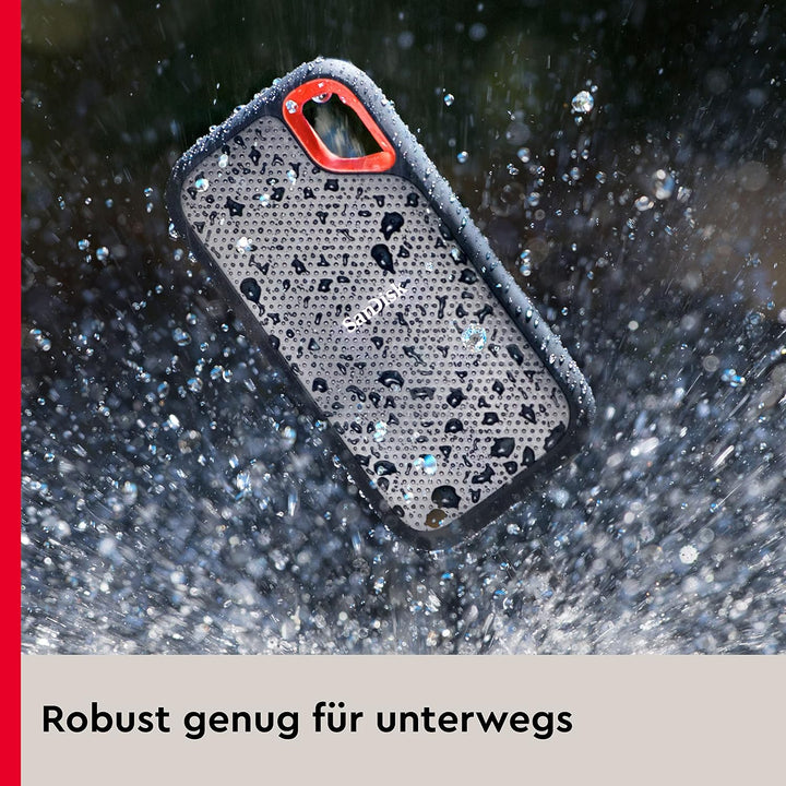 SanDisk Extreme Portable SSD 2 TB (tragbare NVMe SSD, USB-C, bis zu 1.050 MB/s Lesegeschwindigkeit u
