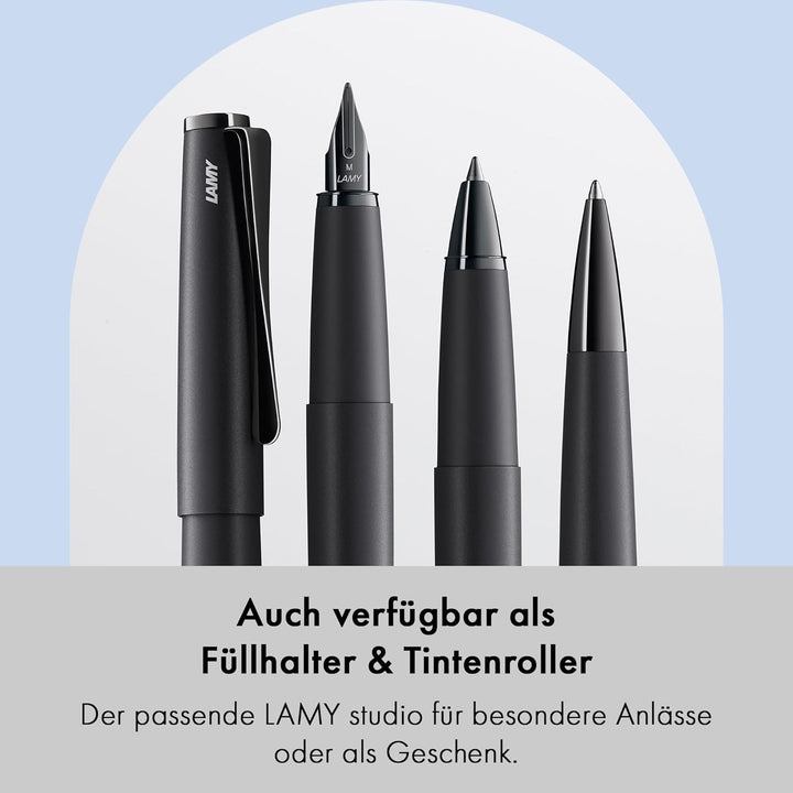 LAMY studio Premium Kugelschreiber 266 aus Edelstahl in schwarzem Lack-Finish, propellerförmige Clip