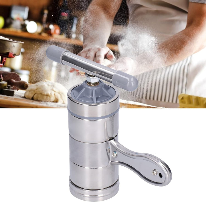 Goshyda Haushalt Nudelpresse Maschine, Edelstahl Manueller Pasta Maker Roller Cutter mit 5 Nudelform