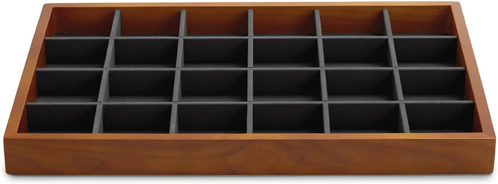Oirlv Massivholz 24 Gitter Schmucktabletts,Mikrofaser, Schmuckschublade,Vitrinen Schmucktablett,Ring