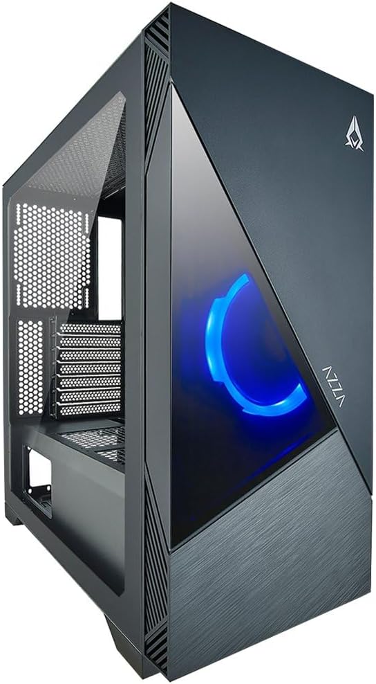 AZZA Eclipse - ATX Mid Tower Gaming Gehäuse mit eingebautem ARGB-Frontlüfter, Schwarz