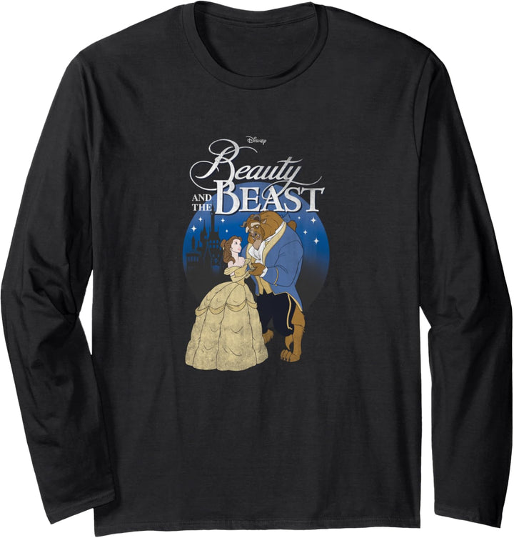 Disney Beauty And The Beast Classic Title Logo Portrait Langarmshirt