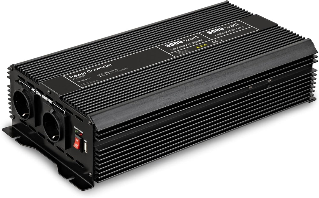 Goobay 58892 Spannungswandler / Wechselrichter / Inverter 12V auf 230V 3000W / 6000W mit 2x AC-Steck