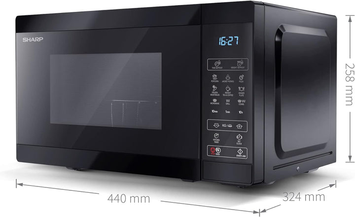 SHARP MG02EB Mikrowelle mit Grill (Mikrowelle: 800W, Grill: 1000W, 11 Leistungsstufen, Auftaufunktio