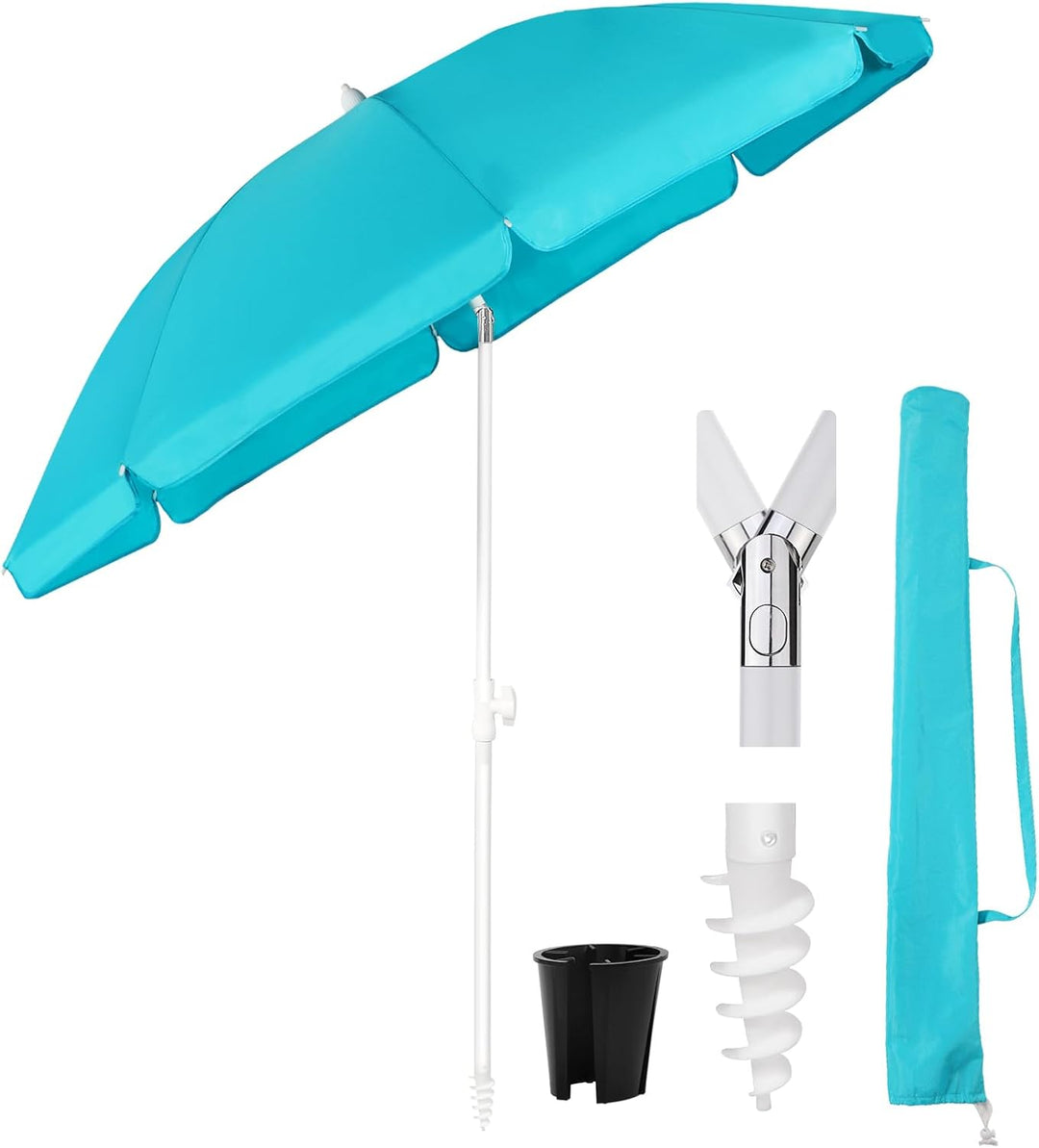 Sekey® Sonnenschirm| Stabil Strandschirm mit Bodenhülse & Schutzhülle für Balkon Garten & Terrasse|