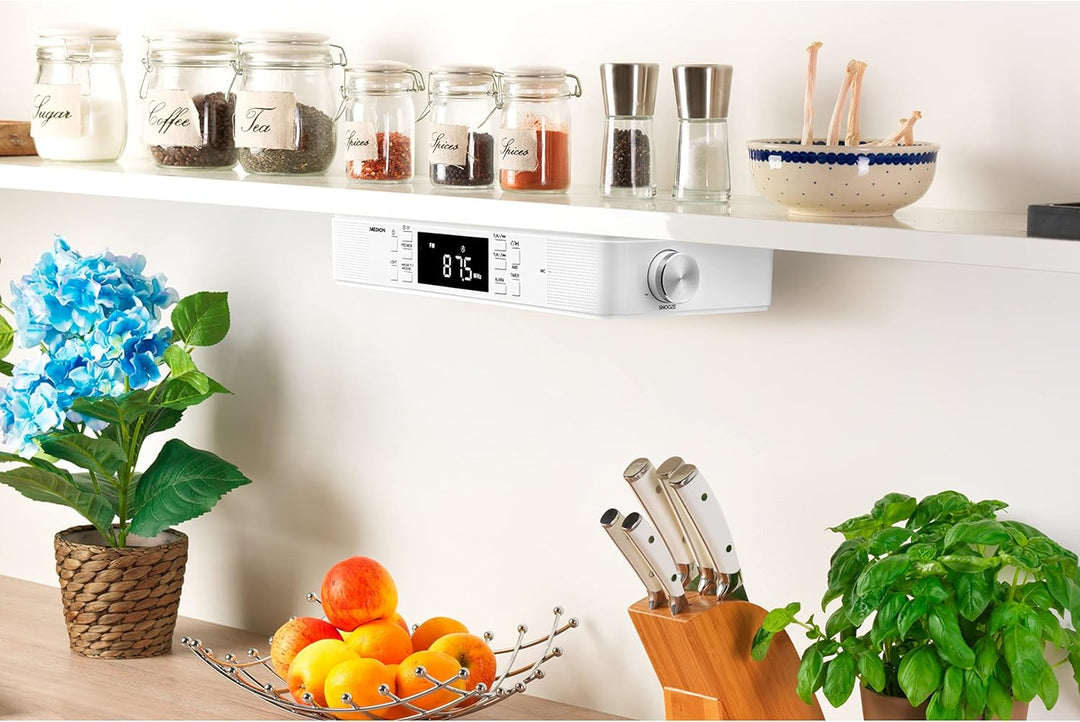 MEDION E66550 Küchen Unterbauradio mit Bluetooth-Funktion (PLL UKW Radio, Freisprechfunktion, 2 x 2,