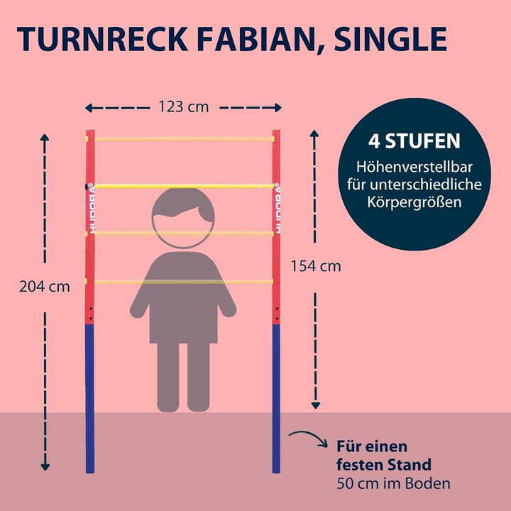 HUDORA Turnreck Fabian Standard/Pro - einfache/doppelte Turnstange für Kinder & Erwachsene - 4-fach