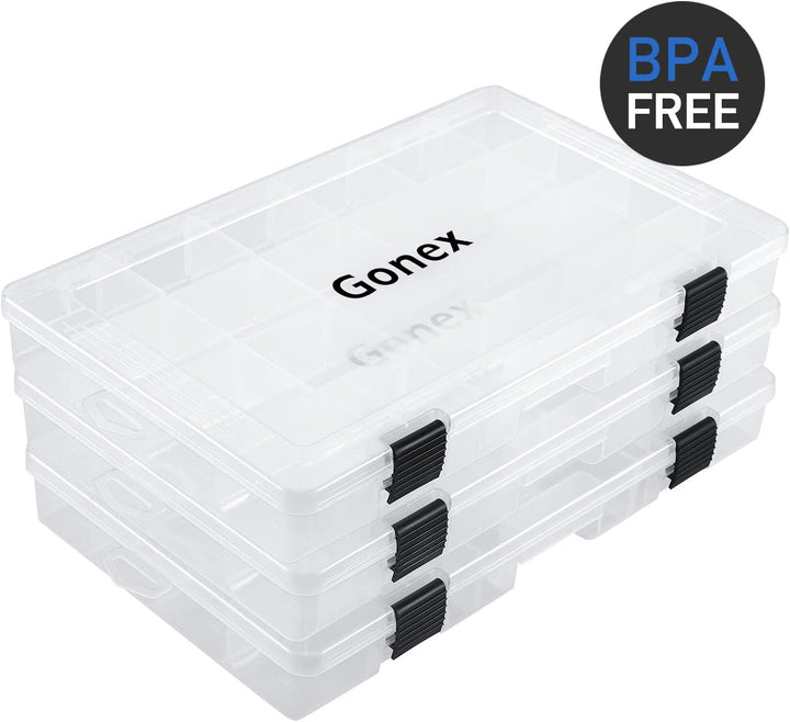 Gonex Köderboxen Angeln, Tackle Boxes 3/4 Stück, Transparente Kunststoff Angelbox mit Verstellbaren