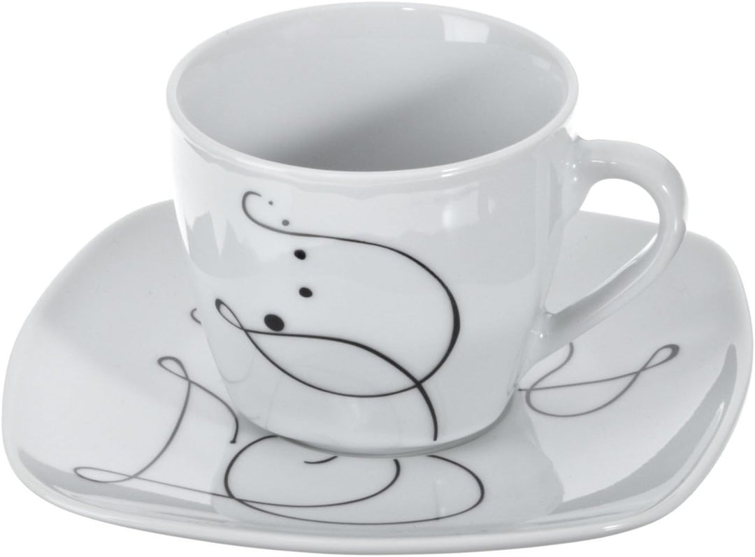 Mäser, Serie Chanson, Kombiservice 30-teilig, Porzellan Geschirrset, für 6 Personen, Weiss, Kombiser