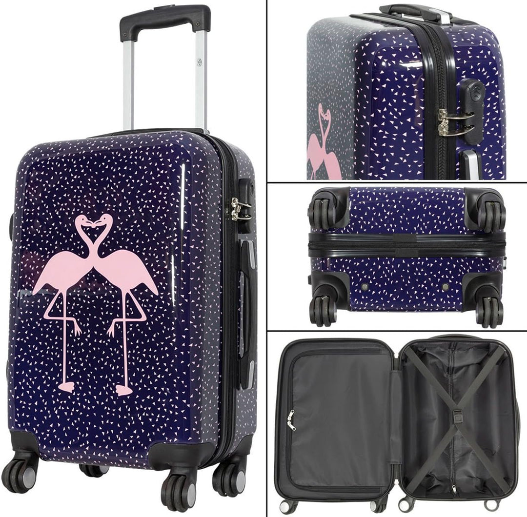 Bowatex Grosser 115 Li Reisekoffer, hübsche Flamingo Motiv Koffer mit Vogel 77 cm