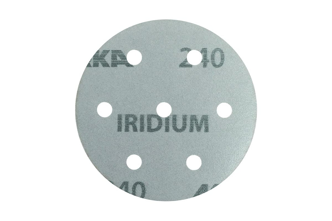 Mirka Iridium Premium-Schleifpapier Ø 90mm Klett 7-Loch, Korn 240, 50 Stk / Zum Schleifen von Lack,