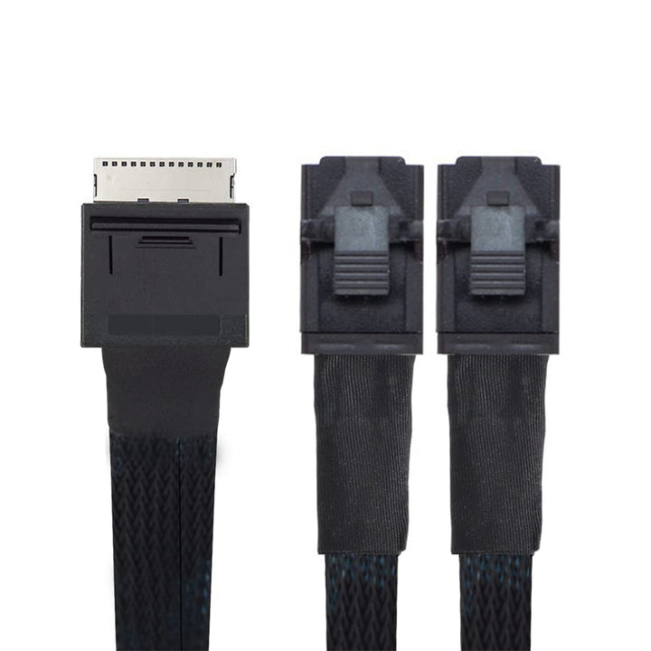 cablecc 50cm OCuLink PCIe PCI-Express SFF-8611 8x 8-Lane auf Dual SFF-8643 HD 4x SSD Daten Aktiv Kab