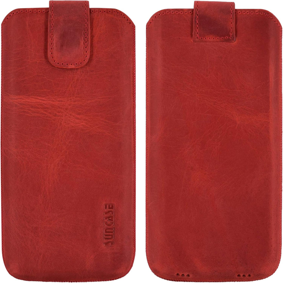 Suncase ECHT Ledertasche Leder Etui *Slim-Edition* für Swissvoice G50 Leder Hülle Handytasche (mit R