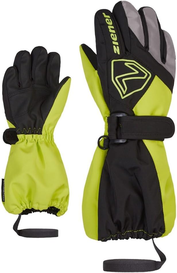 Ziener Unisex Baby Lauro Ski-Handschuhe/Winter | wasserdicht, Lange Stulpe, reflektierend 128 black.