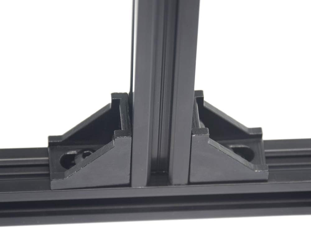 Iverntech 20 Stück schwarze Aluminium-Eckwinkel-Verbindungsstücke mit 40 Stück M5-T-Muttern + 40 Stü