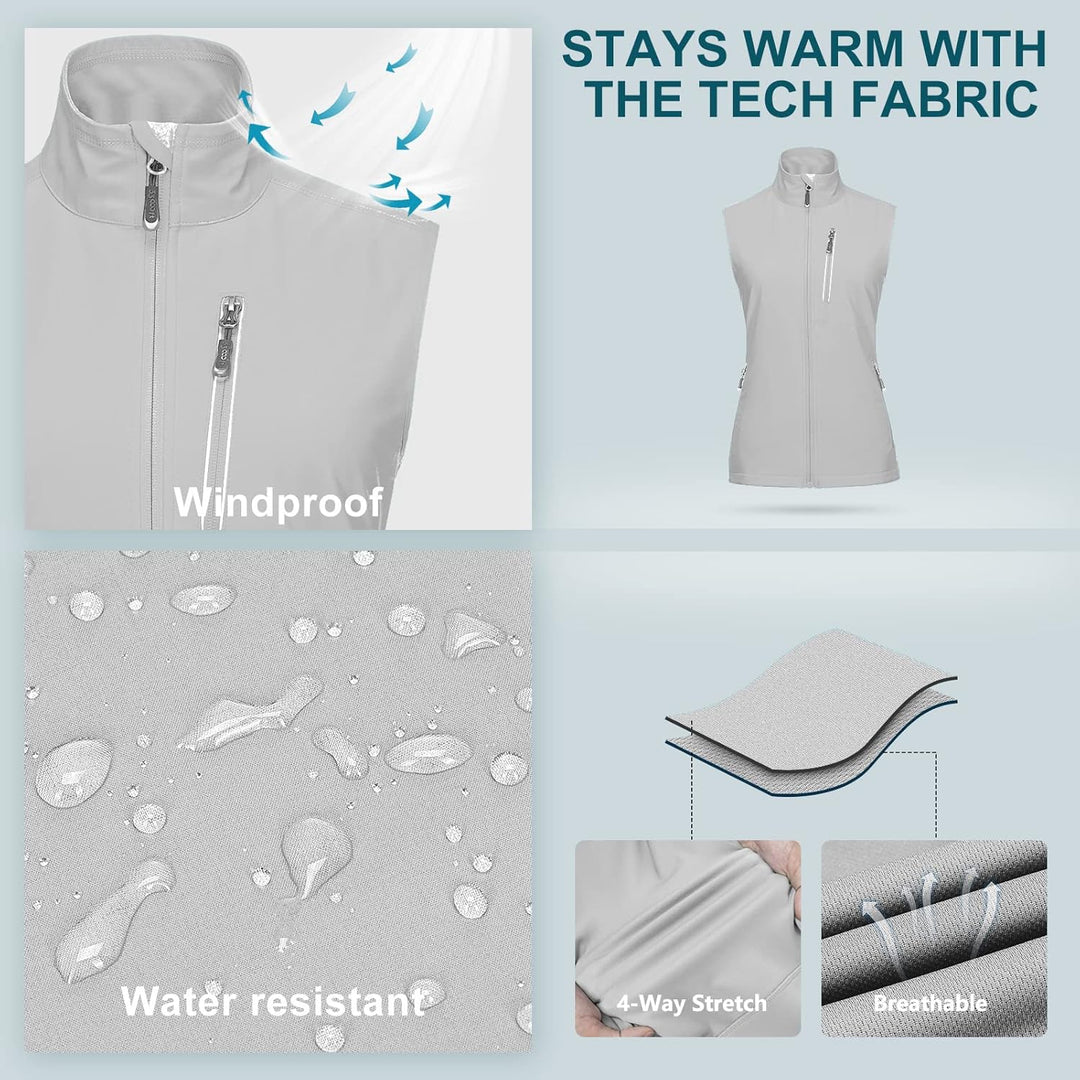 33,000ft Damen Leichte Laufweste Outdoor Softshell Weste Frau Ärmellose Jacke Winddichte Wasserdicht