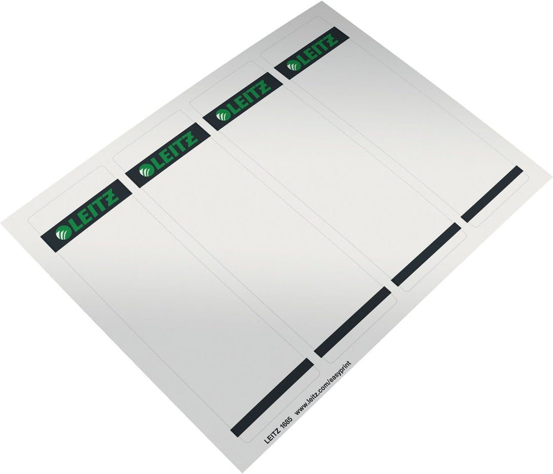 Leitz PC-beschriftbare Rückenschilder selbstklebend für Standard- und Hartpappe-Ordner, 400 Stück, K