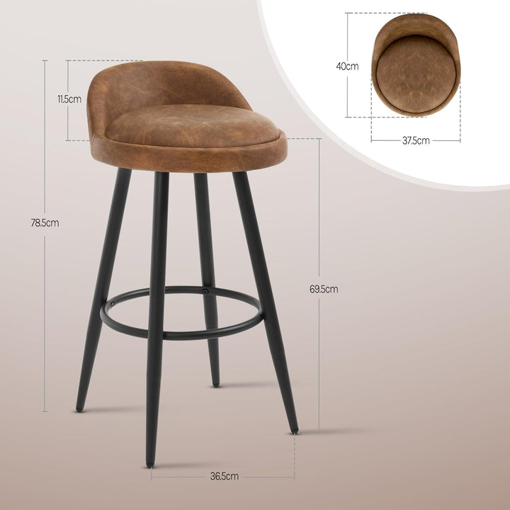 WOLTU BH327br-1 Barhocker 1er Set Barstuhl Hocker Tresenhocker Bistrohocker Designer Hocker mit Lehn