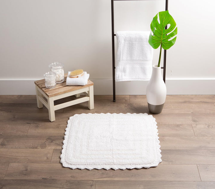 DII Crochet Collection Wende-Badematte, quadratisch, 61 x 61 cm, Weiss Square, 24x24" Weiss/Opulente