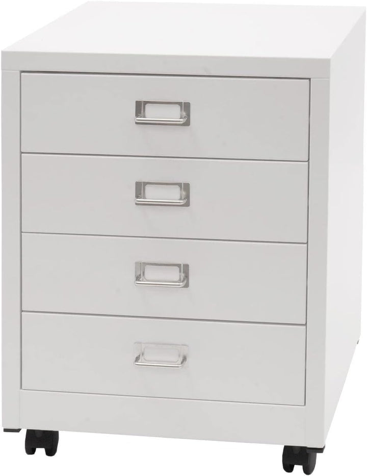 Mendler Rollcontainer HWC-L49, Schubladenschrank Stahlschrank Aktenschrank, Metall 55x40x41cm 4 Schu