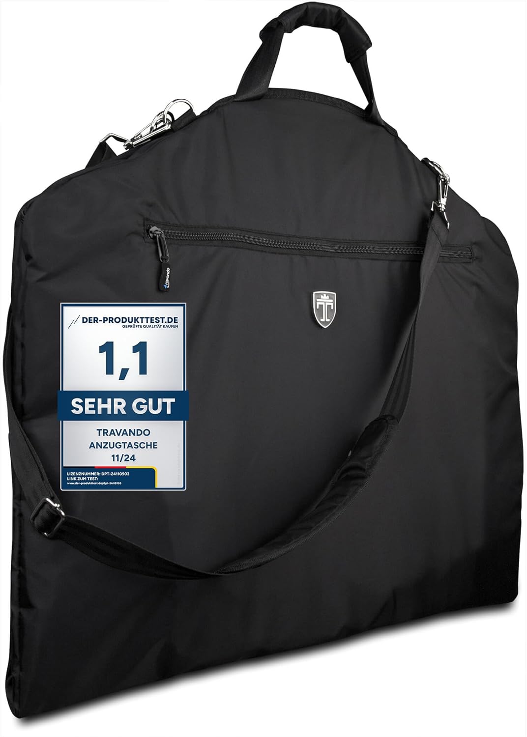 Travando Anzugtasche mit 15" Laptopfach und Schultergurt - Kleidersack Anzug Transporttasche Aufbewa