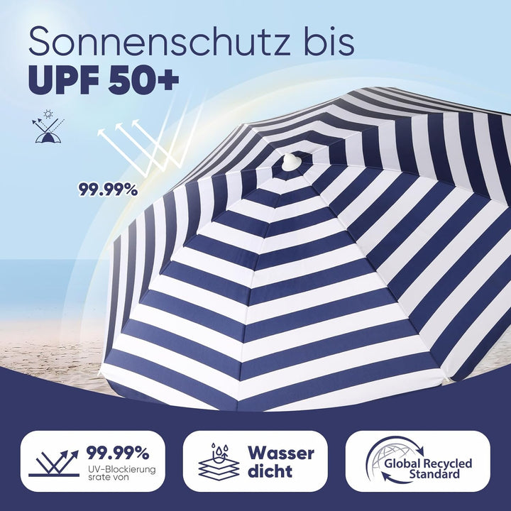 Sekey 160 cm Sonnenschirm Balkon mit Bodenhülse & Schutzhülle, Neigungs und Höhenverstellung, Sonnen