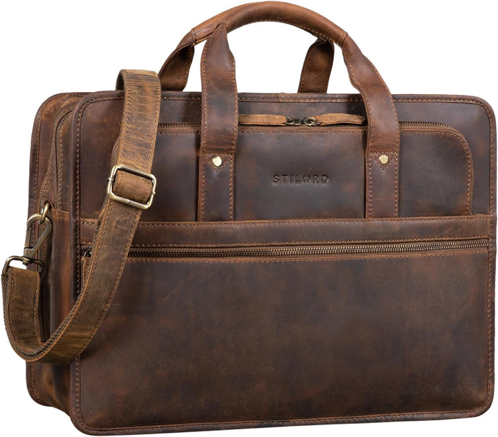 STILORD 'Yves' Aktentasche Herren Leder Arbeitstasche Dokumententasche 15,6 Zoll Laptoptasche Busine