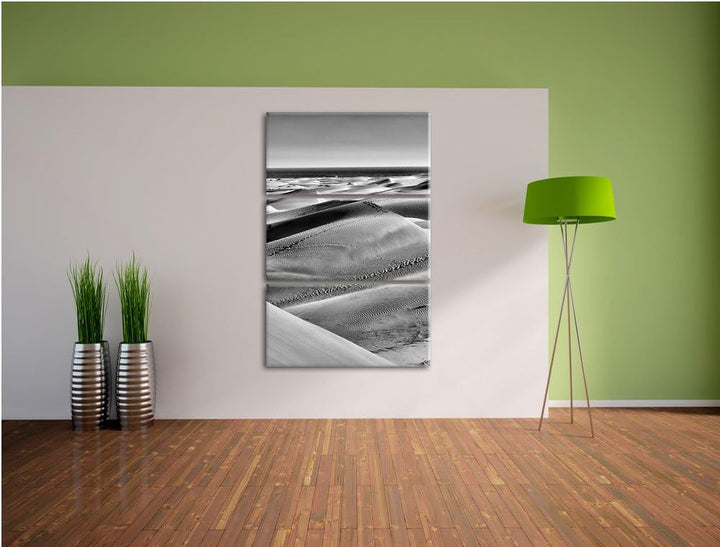 Pixxprint Wüste am Meer als Leinwandbild/Grösse: 3 Teilig (120x80) cm/Wandbild/Kunstdruck/fertig bes