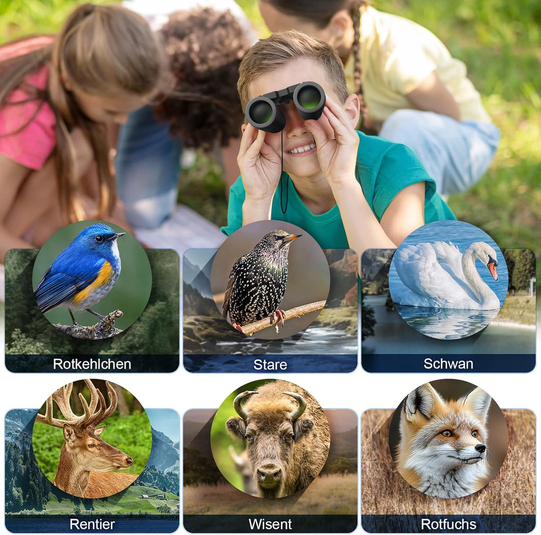 BEBANG Fernglas 10x25 für Kinder Erwachsene, kleines kompaktes leichtes Mini fernglas für Vogelbeoba