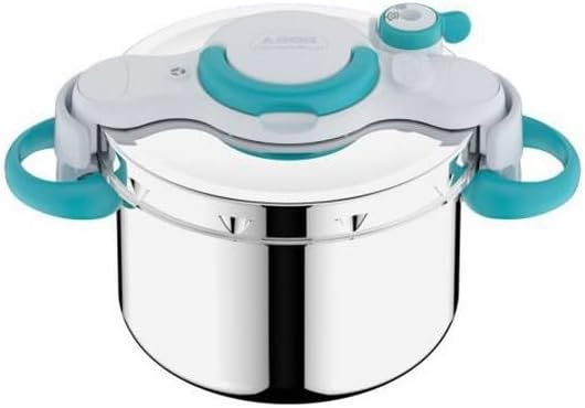 Seb ClipsoMinut'Easy + Blau, 6 l, Klappgriffe, Induktion, Schnellkochtopf, 100 Rezepte, einfach zu b