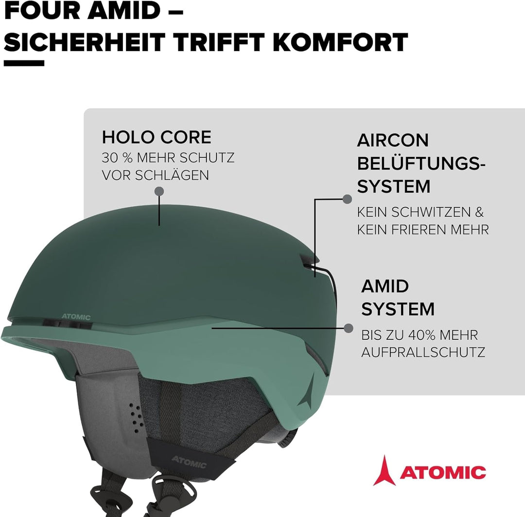ATOMIC FOUR AMID Skihelm - Helm für max. Sicherheit - Skihelme mit komfortablem 360° Fit System - Sn