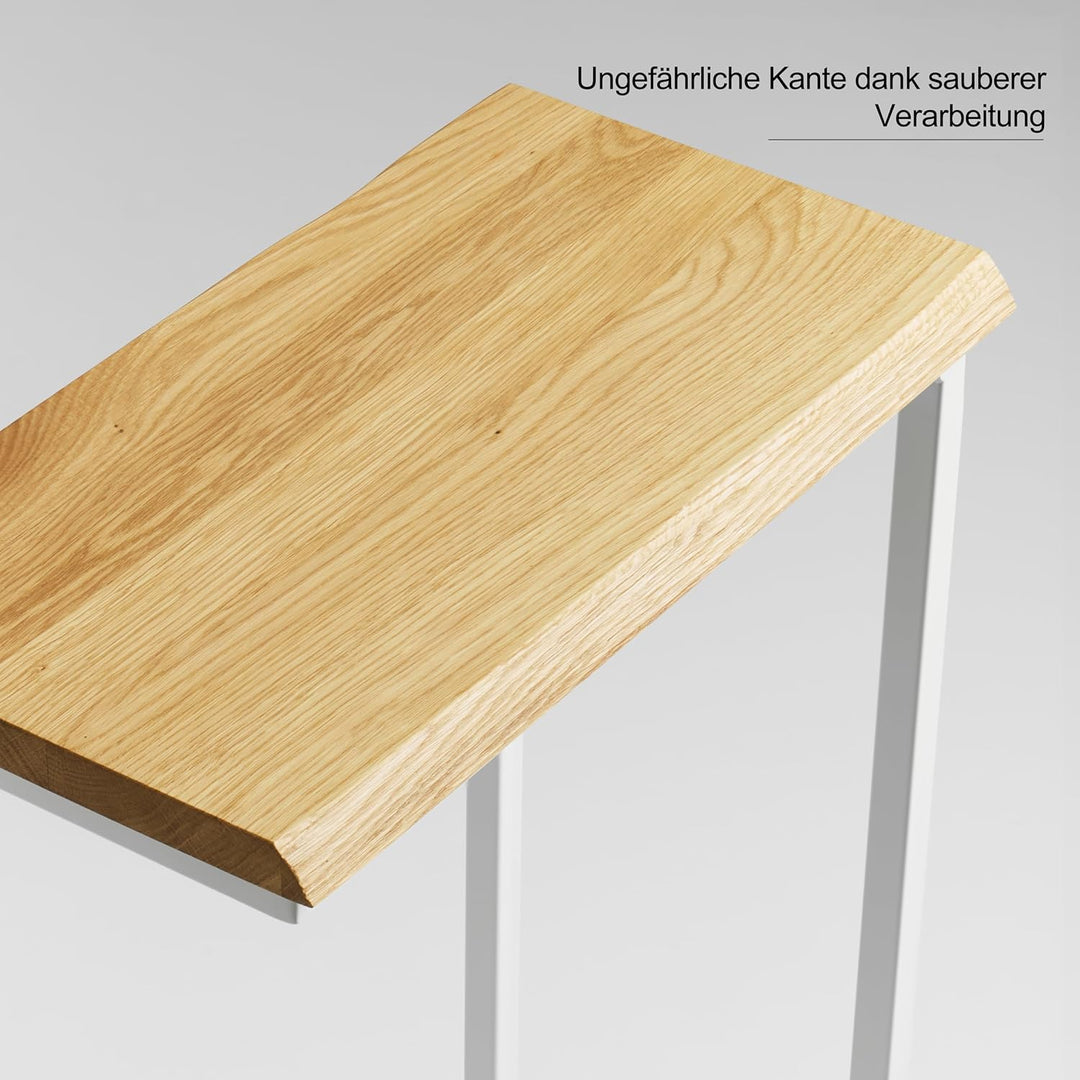 BestLoft® Beistelltisch San Jose Laptoptisch (Gestell weiss+Platte hell MIT Baumkante), Gestell Weis