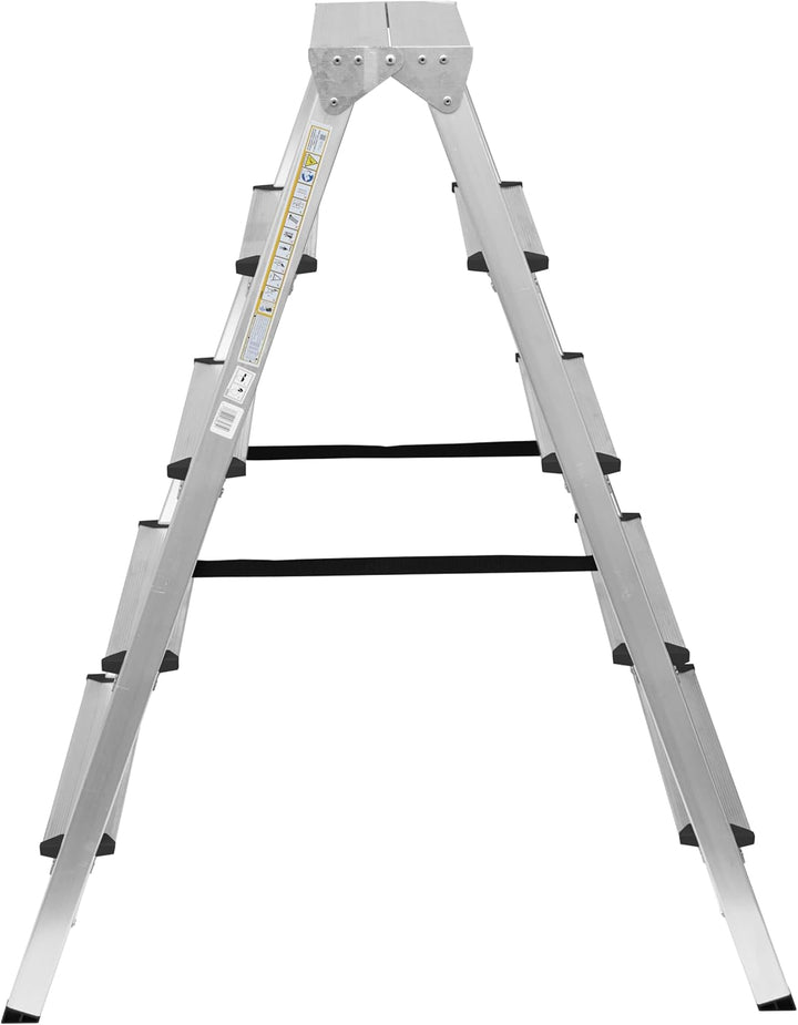 Zweiseitige Aluleiter Klappleiter Haushaltsleiter 2x5 Stehleiter Tragkraft 125kg EN131 | 5 Stufen /