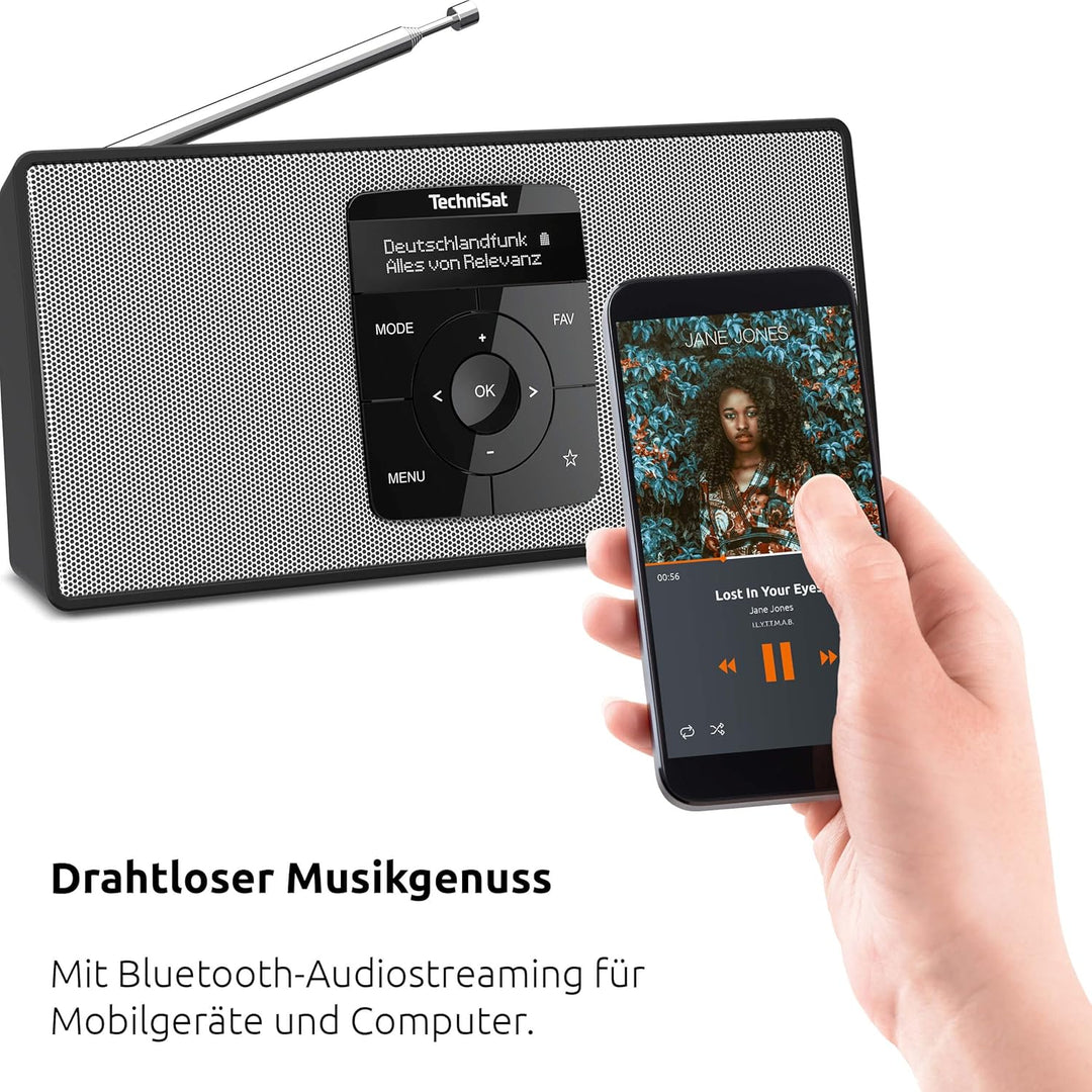 TechniSat DIGITRADIO 2 S - Tragbares DAB Stereo-Radio mit Akku (DAB+, UKW, Bluetooth Audiostreaming,