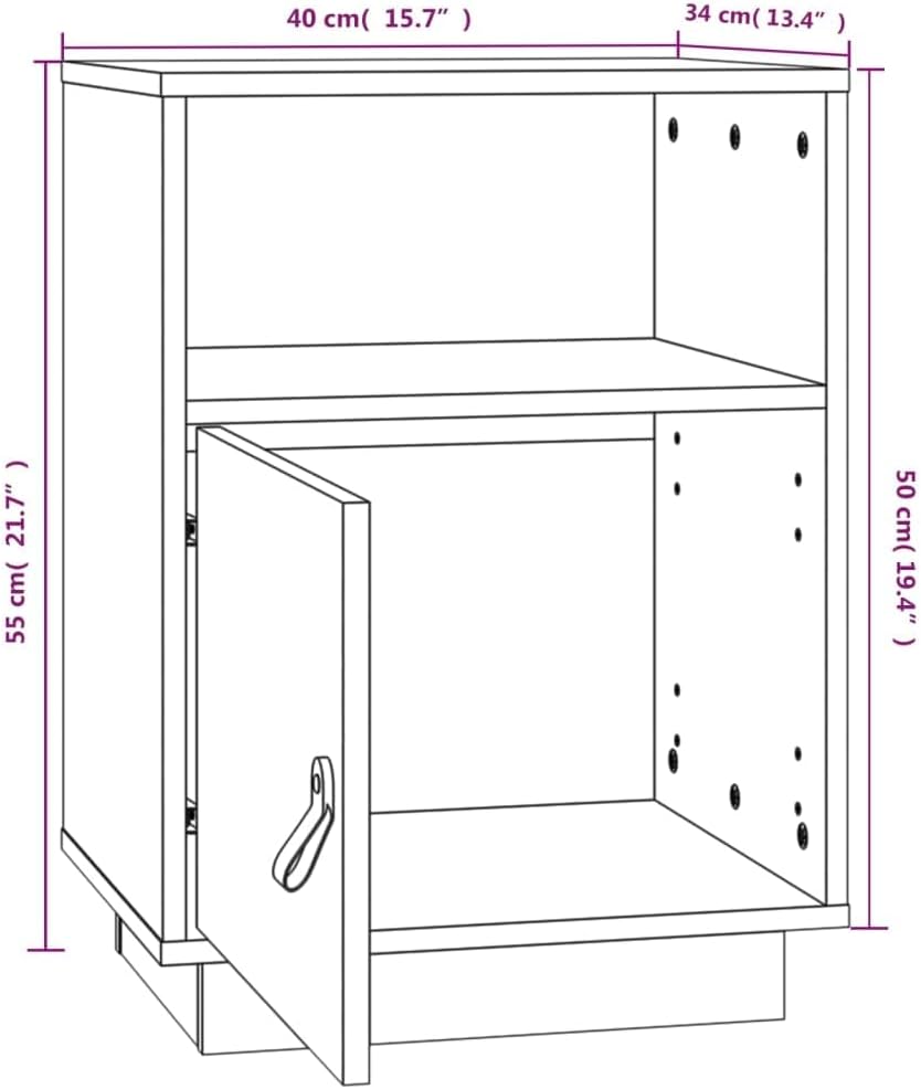 FIRBNUS Bedside Table Nachtkonsole Beistelltisch mit Stauraum Night Stand Nachttische 2er Set 40x34x