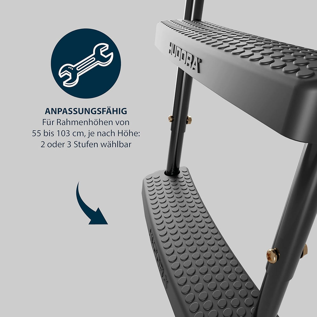 HUDORA Universalleiter - rutschhemmende Trampolinleiter mit breiten Stufen - höhenverstellbare Siche