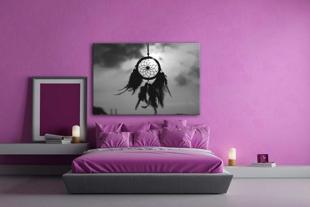 deyoli Traumfänger im Wind Format: 80x60 Effekt: Schwarz/Weiss als Leinwandbild, Motiv fertig gerahm