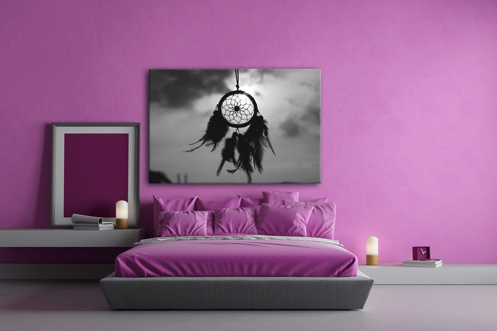 deyoli Traumfänger im Wind Format: 80x60 Effekt: Schwarz/Weiss als Leinwandbild, Motiv fertig gerahm