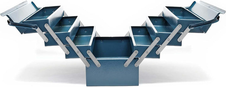 Wiltec Werkzeugkiste 420x200x250mm aus Stahl mit 7 Fächern, beständiger Werkzeugkasten mit Handgriff