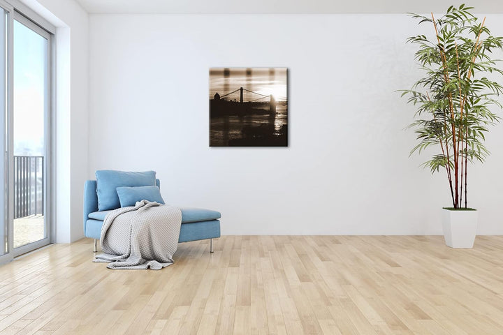 deyoli taumhafte Hängebrücke Format: 70x70 cm Effekt: Sepia als Leinwandbild, Motiv fertig gerahmt a