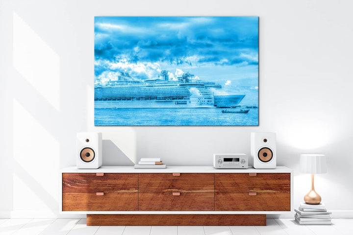 deyoli malerisches Kreuzfahrtschiff Format 80x60 Effekt: Monocrome Blau als Leinwandbild, Motiv fert