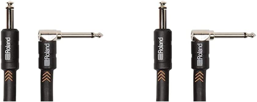 Roland Black-Serie 6m Instrumentenkabel, gewinkelt/gerade 6,3-mm-Klinkenstecker - RIC-B20A & Black-S