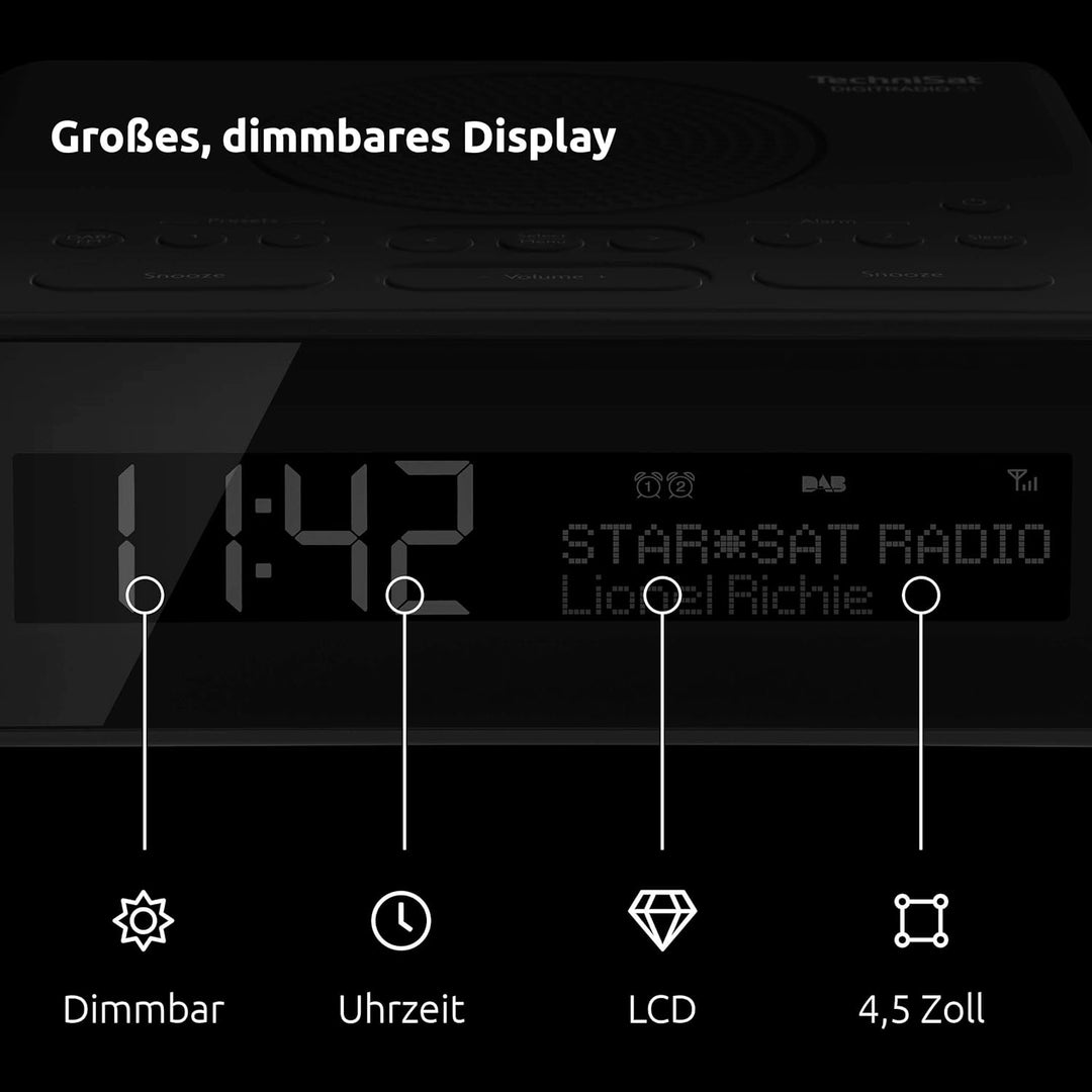 TechniSat DIGITRADIO 51 DAB+ Radiowecker (DAB, UKW, Uhrenradio, Wecker mit zwei einstellbaren Weckze