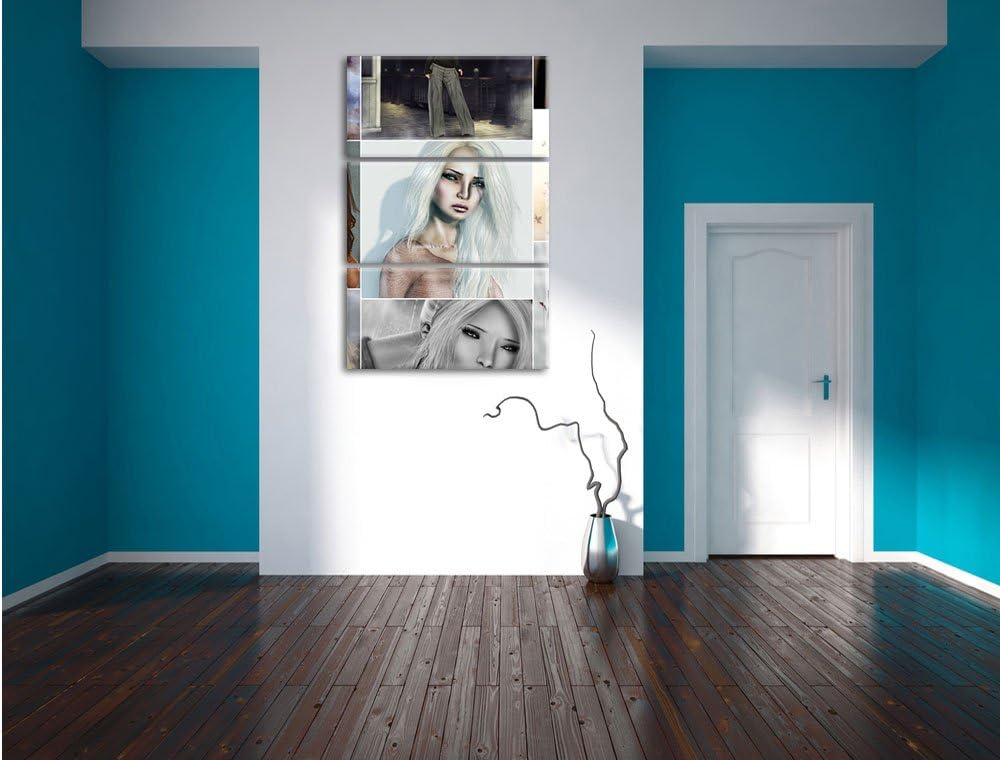 Pixxprint Zeichnungen von Frauen 3-Teiler Leinwandbild 120x80 Bild auf Leinwand